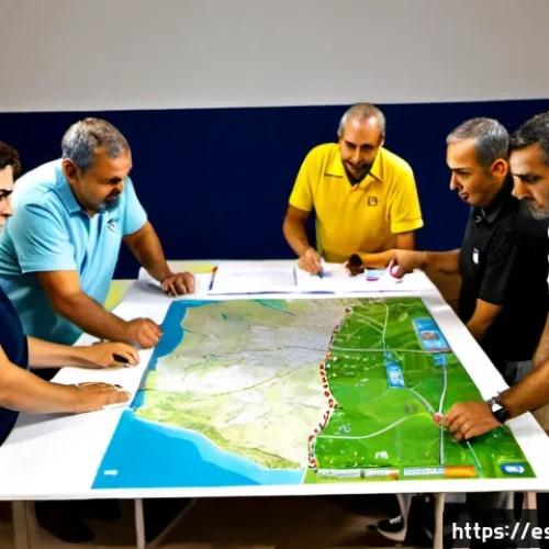 위기 대응 훈련을 위한 사례 기반 학습 - Photorealistic emergency preparedness workshop in a municipal training center in Madrid, diverse Spa...